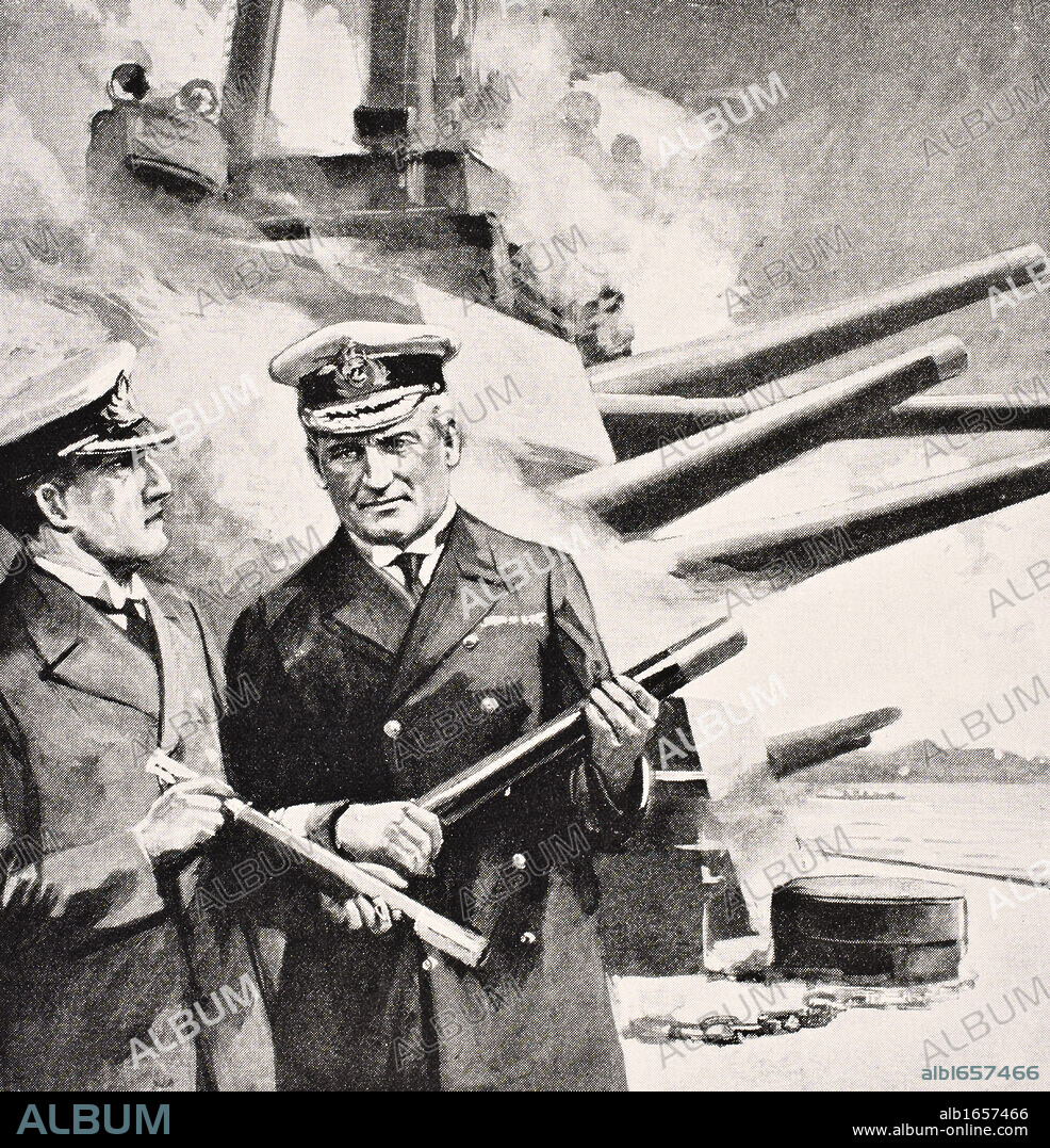 Admiral of the Fleet Sir John Michael de Robeck British sailor 1862 to 1928 right From The War Illustrated Album deLuxe published London 1916.