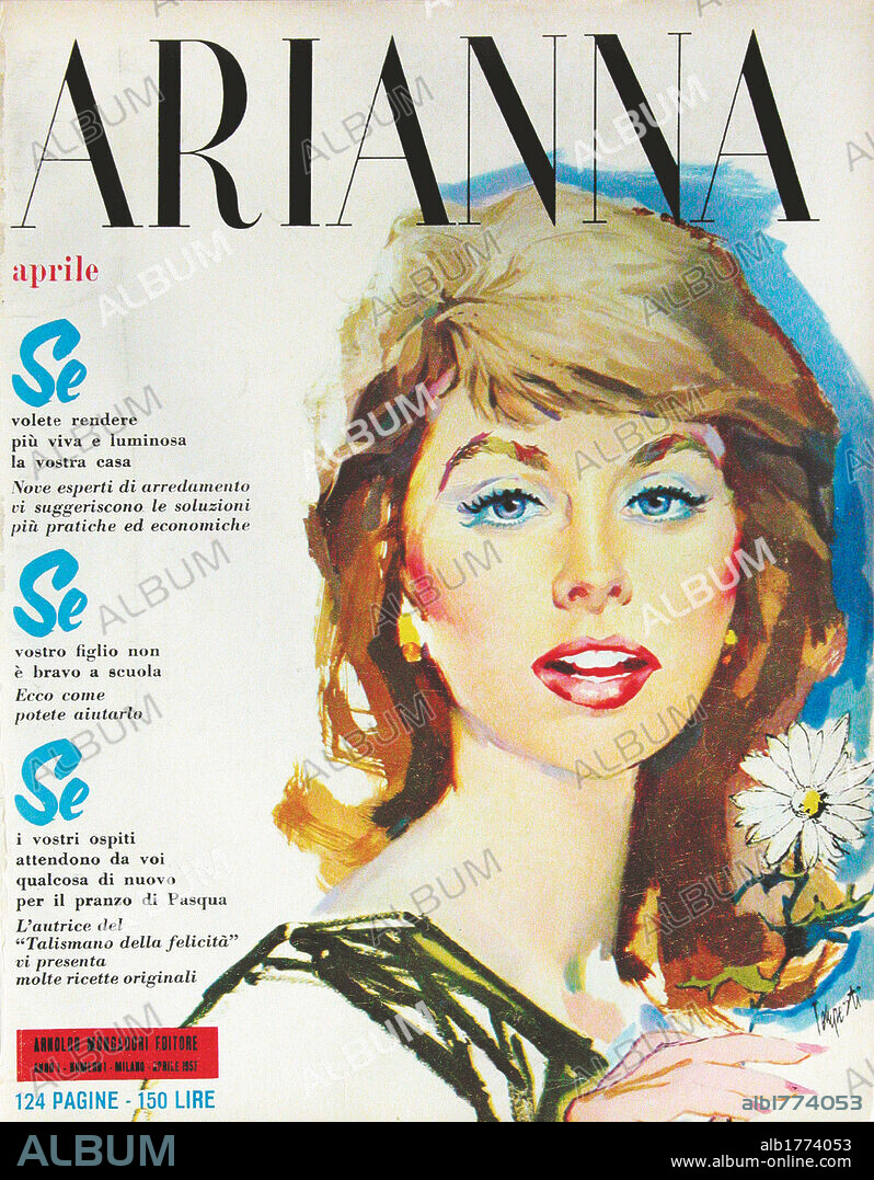 Cover of 'Arianna'. Cover of the first issue of the monthly magazine 'Arianna'. Italy, April 1957.