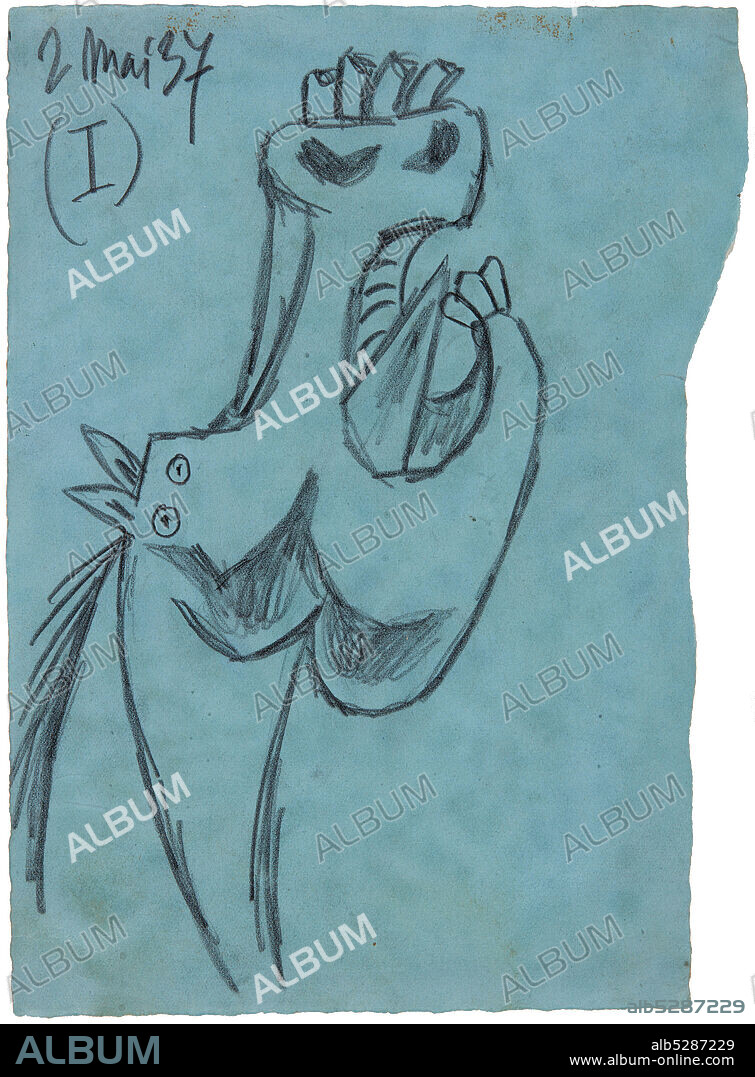 PABLO PICASSO. Study for the Horse Head (I). Sketch for Guernica.
