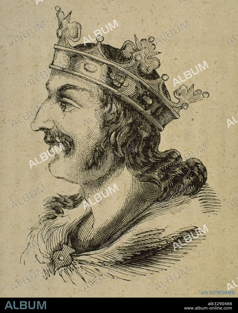 FAVILA (Asturias,715-Cangas de Onís,739). Rey de Asturias (737-739), hijo y sucesor de Pelayo. Grabado.