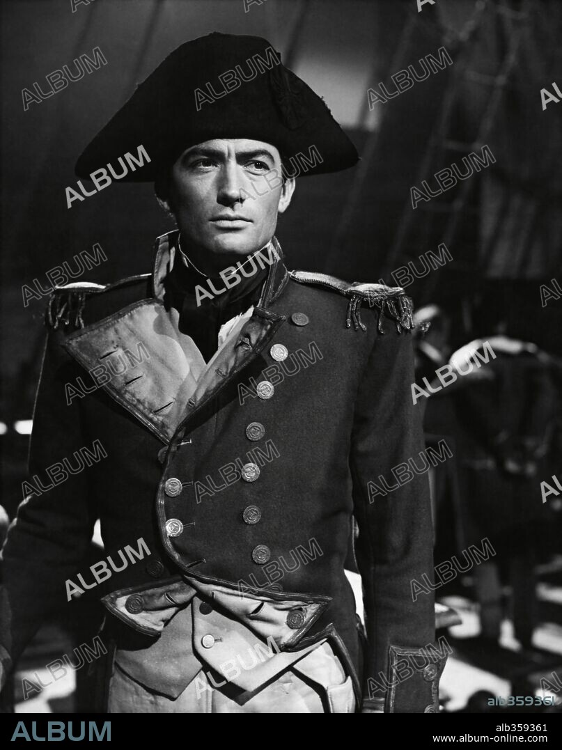 GREGORY PECK en EL HIDALGO DE LOS MARES, 1951 (CAPTAIN HORATIO HORNBLOWER R. N.), dirigida por RAOUL WALSH. Copyright WARNER BROTHERS.