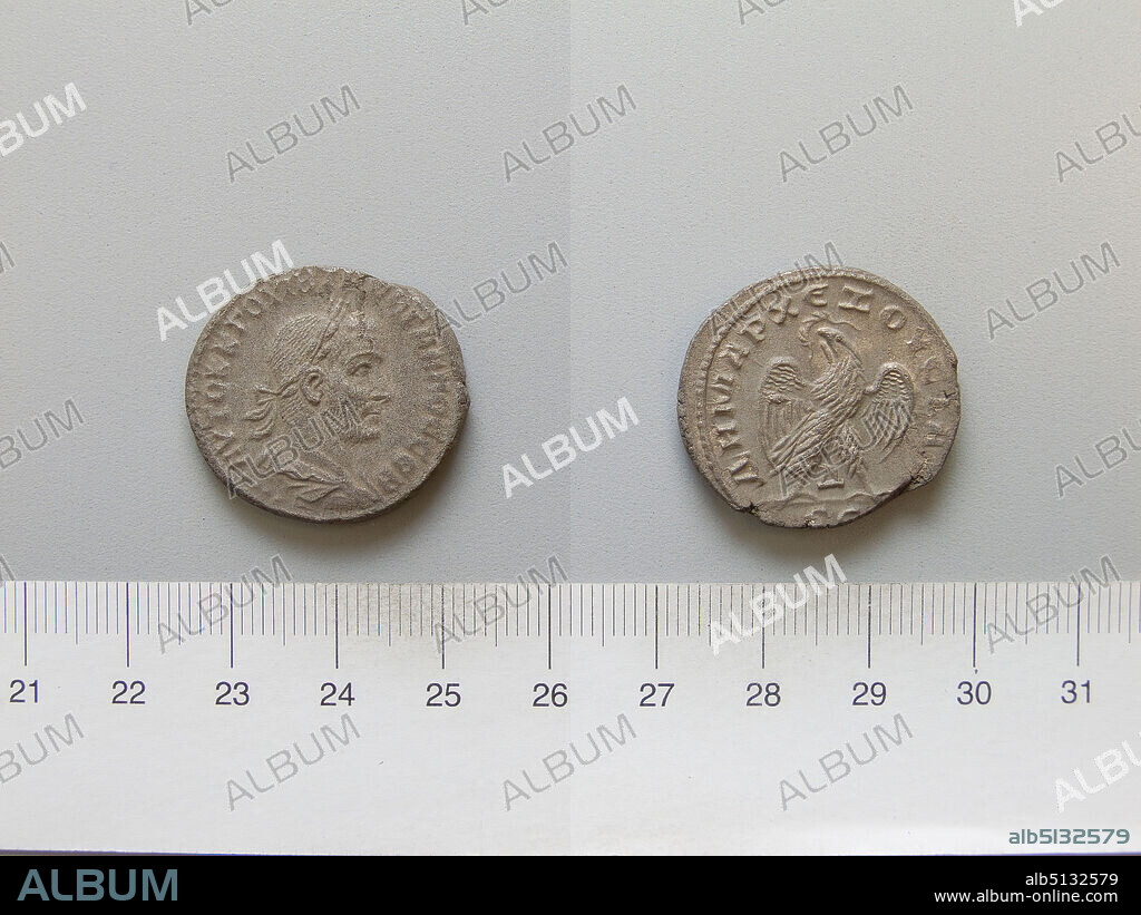 Ruler: Trebonianus Gallus, Emperor of Rome, A.D. 206253, ruled 25153, Mint: Antioch, Tetradrachm of Trebonianus Gallus, Emperor of Rome from Antioch, A.D. 25153, Billon, 11.32 g, 6:00, 26.1 mm, Excavated in Dura-Europos, Made in Antioch, Syria, Roman, 3rd century A.D., Numismatics.