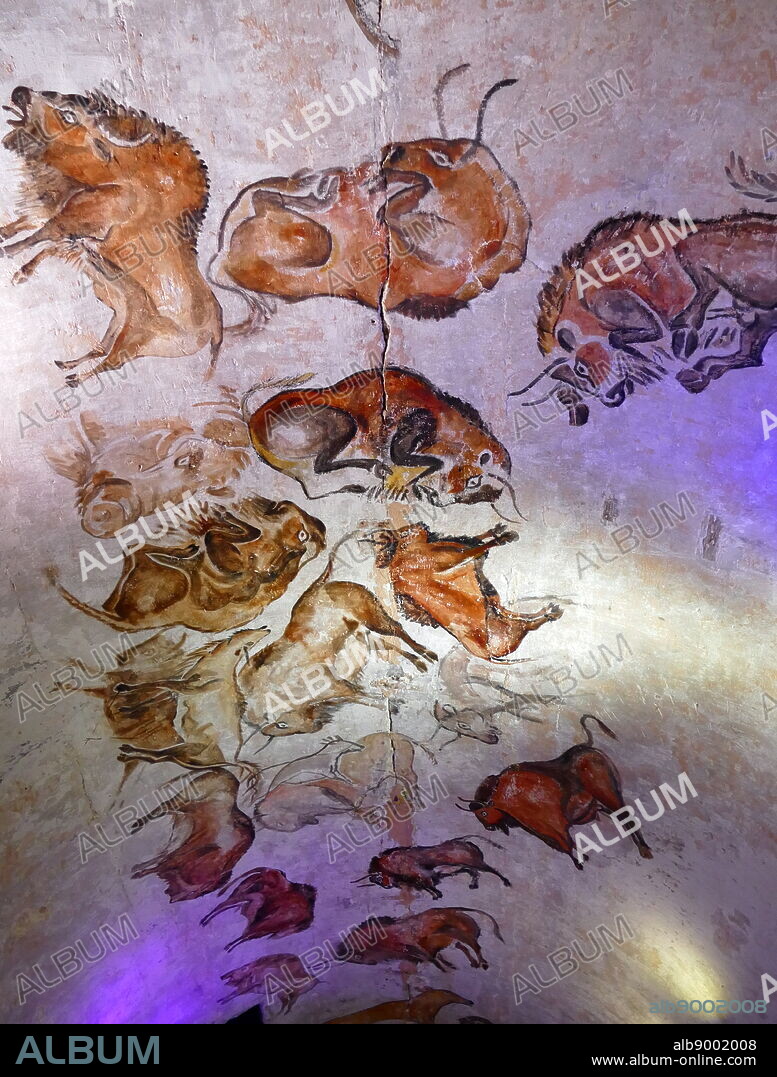 Cave painting found in the Cave of Altamira, located in Cantabria, Spain, dating from the Upper Paleolithic period.