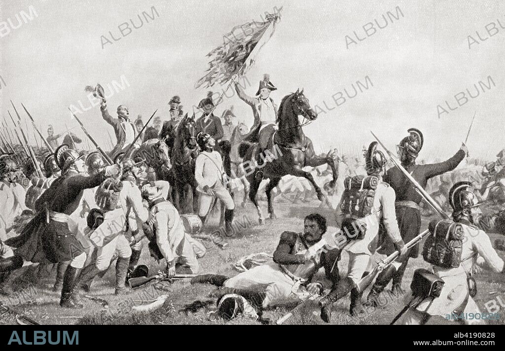 The Battle of Aspern-Essling, Lobau, Vienna, 21-22 May 1809.  From Hutchinson's History of the Nations, published 1915.