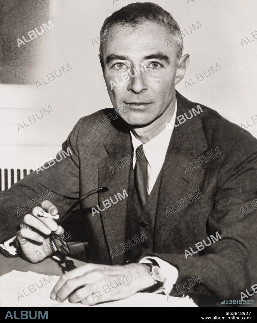 Robert Oppenheimer. Portrait of Julius Robert Opp- enheimer (1904-67), American physicist and leader of the Manhattan Project which developed the first atomic bomb in 1945. He studied in Europe under famous physicists such as Rutherford, Heisenberg & Dirac. From 1929 he established schools of theo- retical physics in the USA. He studied electron- positron pairs, cosmic-ray theory & deuteron reac- tions. In 1943 became director of the Manhattan Project at Los Alamos, in New Mexico. From 1943 to 1953 he served as chairman of the Atomic Energy Commission. In 1953 his political background and opposition to the development of the hydrogen bomb caused the government to force him to resign.