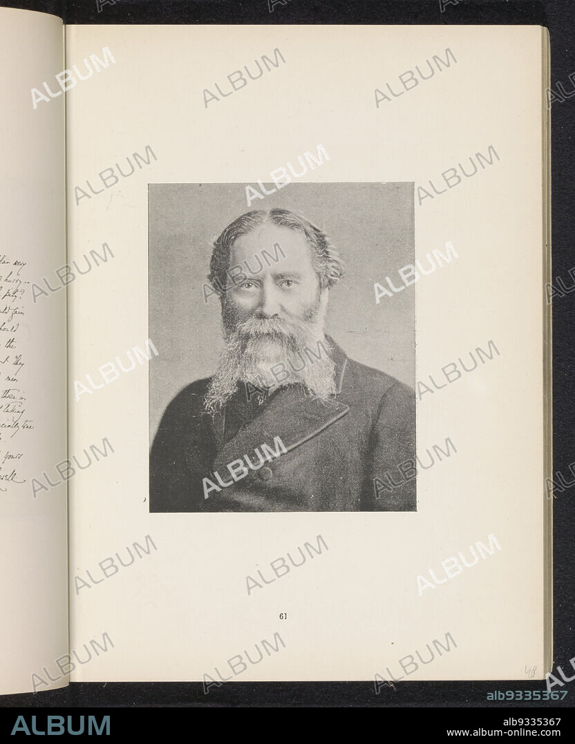 Portrait of James Russell Lowell, Elliott & Fry, anonymous, c. 1881 - in or before 1891, paper, height 126 mm × width 102 mm.