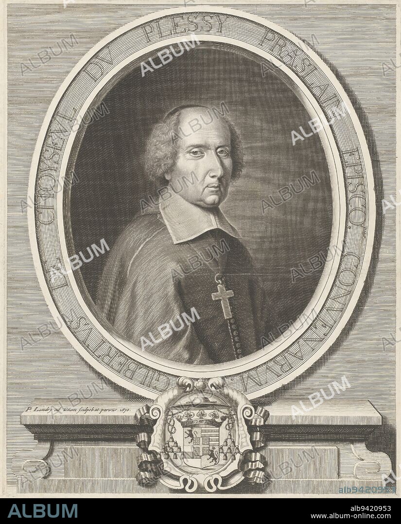 Portrait of Gilbert de Choiseul Duplessis Praslin, print maker: Pierre Landry, (mentioned on object), Paris, 1670, paper, engraving, h 350 mm - w 279 mm.