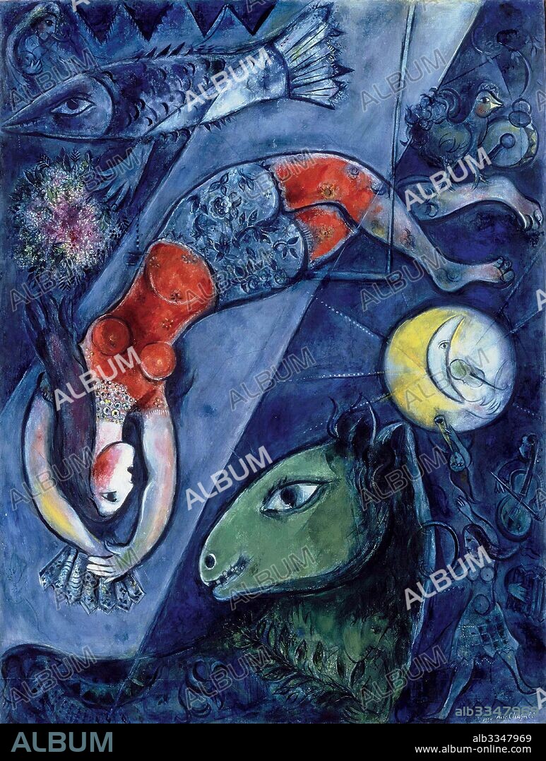 The blue Circus (Le cirque bleu). Illustration for the Book "Marc Chagall. Cirque", Paris, 1967.