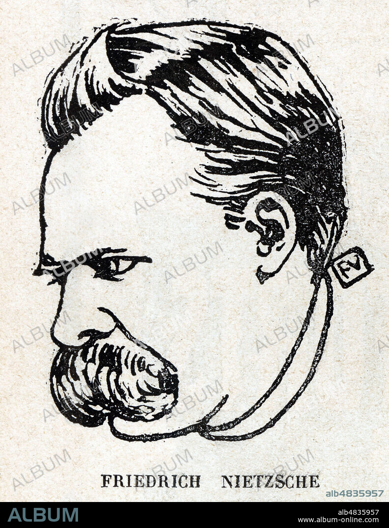 Friedrich NIETZSCHE. Illustration de Felix VALLOTTON (1865-1925) pour Le Cri de Paris du 14 fevrier 1897. Credit : Collection Kharbine-Tapabor.