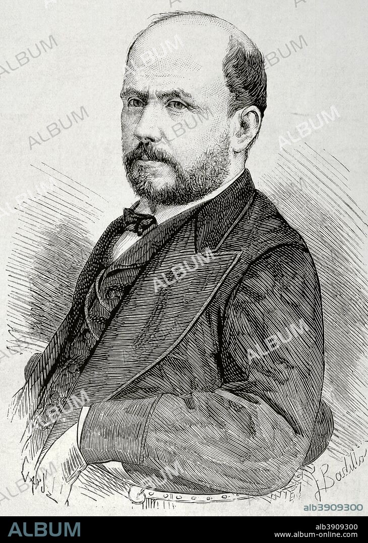 Anibal Pinto Garmendia (1825-1884). Chilean politician. President of Chile between 1871 and 1881 for the Liberal Party. He had to face the monetary crisis and declared war on Peru and Bolivia in 1879. Drawing by Badillo. Engraving by Capuz. La Ilustracion Espa–ola y Americana, March 22, 1876.
