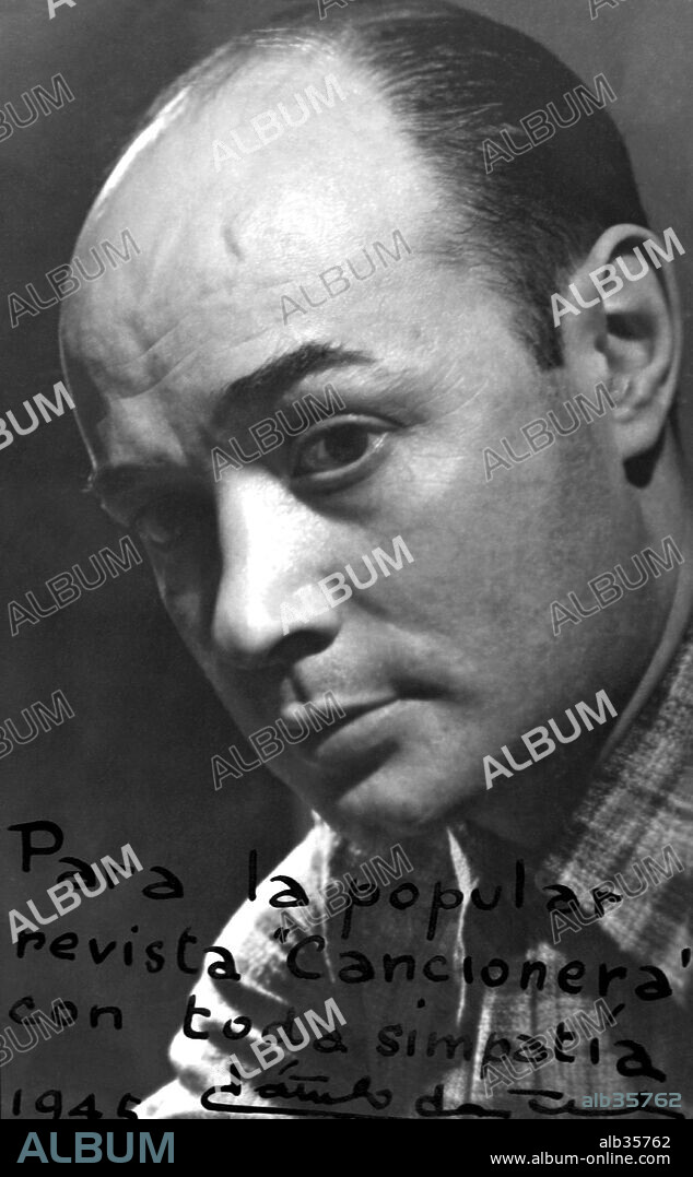 Catulo Castillo. Musico, pianista, compositor de tangos, poeta y ensayista argentino (Buenos Aires, 1906-1975). Retrato autografo de 1945.