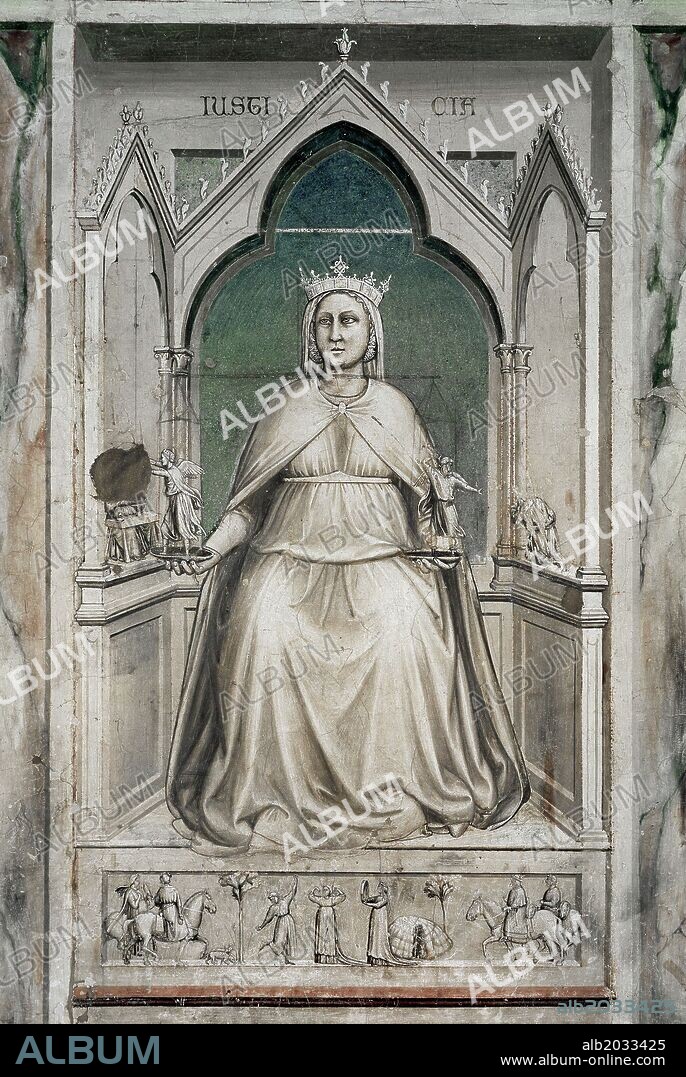 GIOTTO DI BONDONE. Giotto / 'Justice', c. 1306, Fresco, 120 x 55 cm.