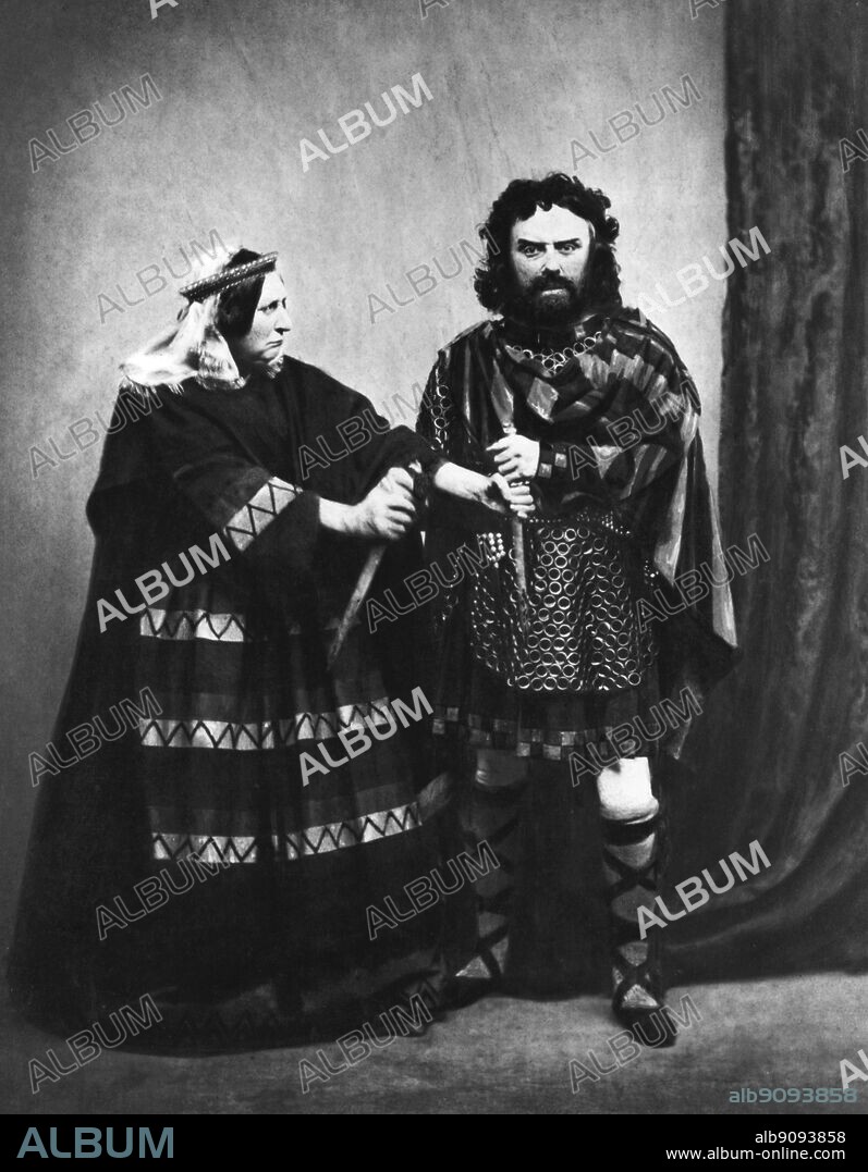 Mr and Mrs Charles Kean as Macbeth and Lady Macbeth in costumes aiming to be historically accurate 1858 Princess's Theatre.