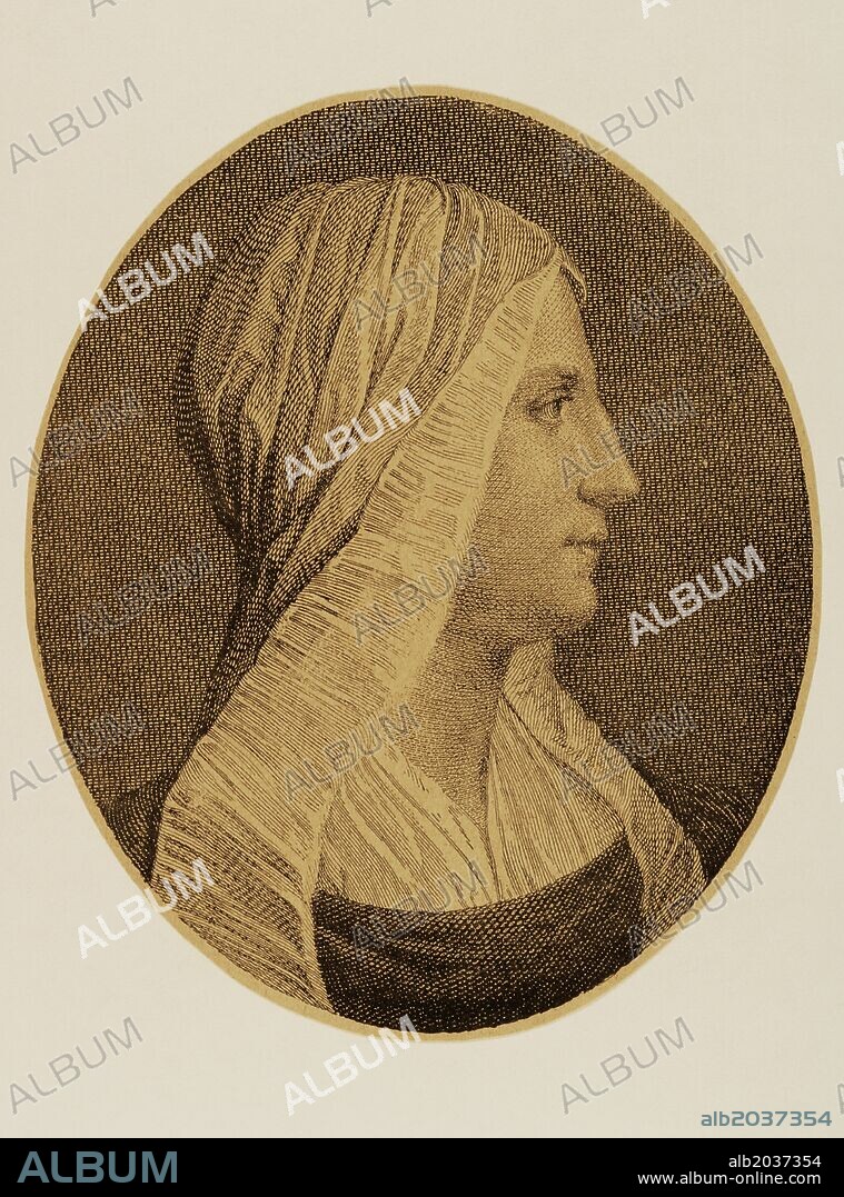 VICTORIA COLONNA (1490-1547). Marquesa de Pescara. Famosa poetisa e influyente intelectural del Renacimiento italiano. Grabado. "La Ilustración Ibérica", 1885.
