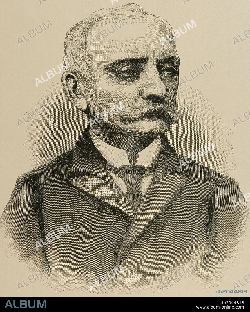 Clodoveo Víctor Carlos, príncipe de Hohenlohe-Schillingsfürst (1819-1901). Noble y estadista Alemán. Ostentó el cargo de Canciller del Imperio Alemán. Grabado. "La Ilustración Artística", año 1901.