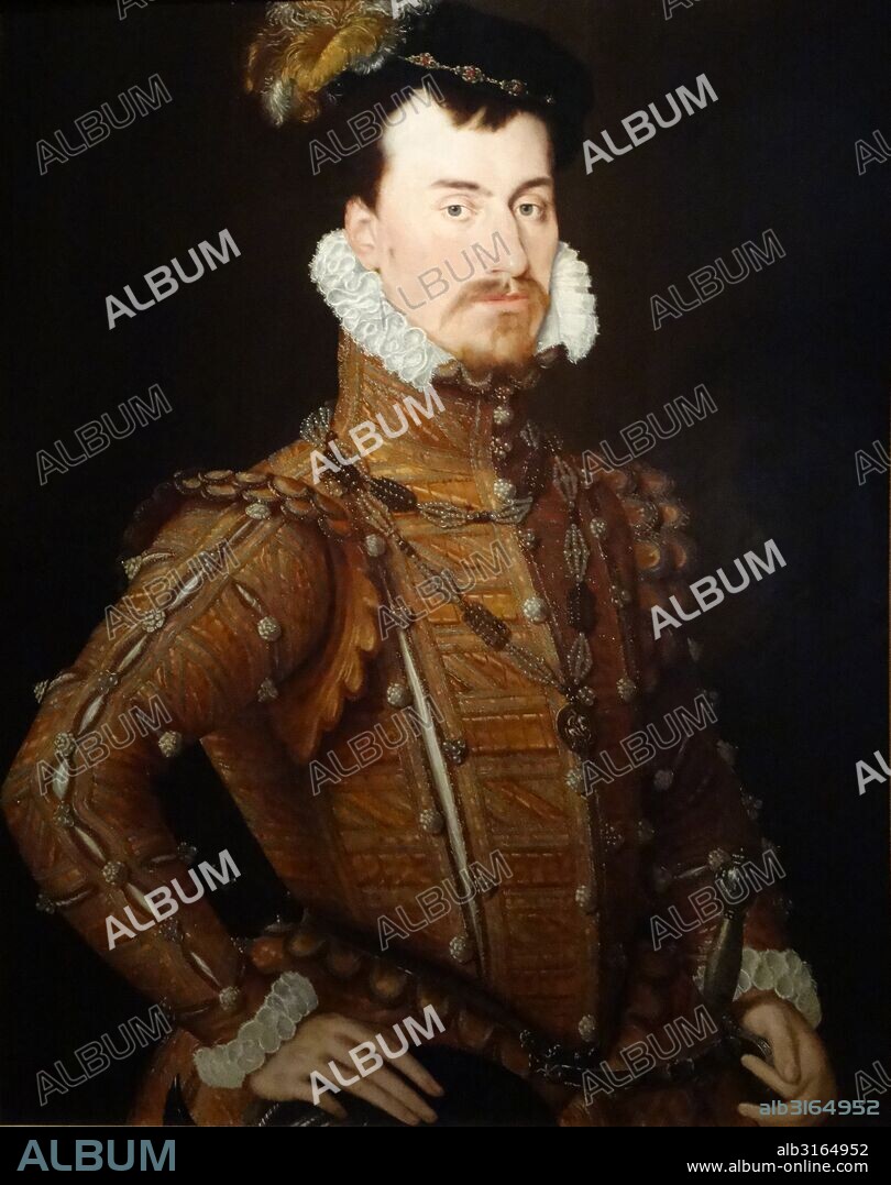 portrait of Robert Dudley, 1st Earl of Leicester attributed to Steven van der Meulen (active 1543-1564) Flemish artist. Dated 16th Century.