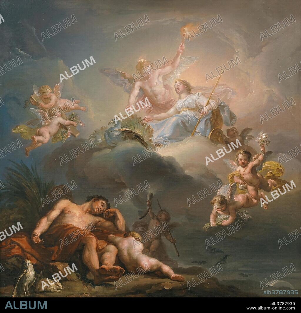LUIS LÓPEZ PIQUER. Luis López Piquer / 'La diosa Juno penetrando en la mansión del Sueño'. 1829. Óleo sobre lienzo, 51,5 x 51,5 cm.
