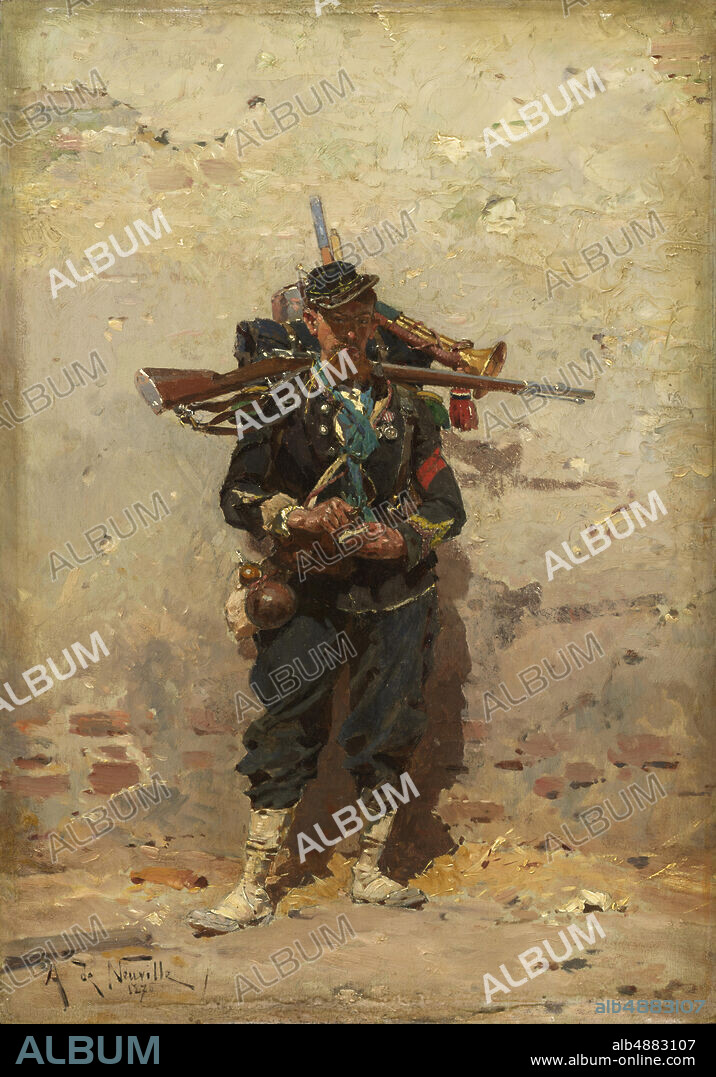 Alphonse de Neuville, French, 18351885, Bugler of the Light Infantry, 1876, Oil on panel, 13 1/2 x 9 1/2 in. (34.3 x 24.2 cm).