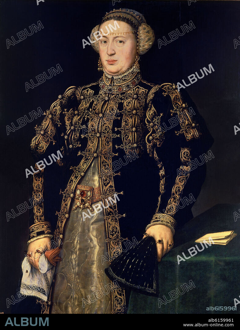 ANTONIO MORO (1519-1576). DOÑA CATALINA DE AUSTRIA, MUJER DE JUAN III DE PORTUGAL - 1552 - OLEO/TABLA - 107 x 84 cm - NP 2109 - RENACIMIENTO FLAMENCO.
