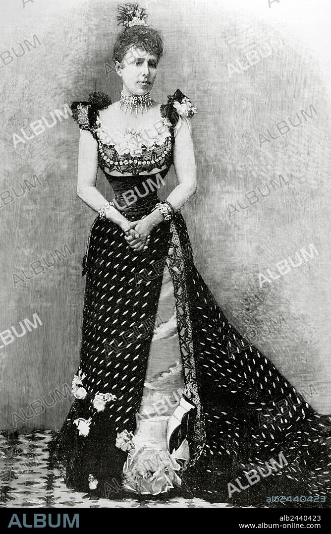 MARIA CRISTINA DE HABSBURGO-LORENA (1858-1929) Reina de España (1879-1885) y Regente (1885-1902). Esposa de Alfonso XII. Grabado por Rico. "La Ilustración Española y Americana", 1892.