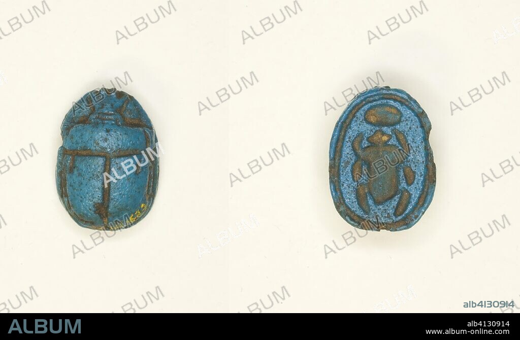 ANCIENT EGYPTIAN. Scarab: Scarab Beetle with Sun Disc. Egyptian. Date: 1650 BC-1550 BC. Dimensions: 1.3 × 1 × 0.6 cm (1/2 × 3/8 × 1/4 in.). Faience. Origin: Egypt.