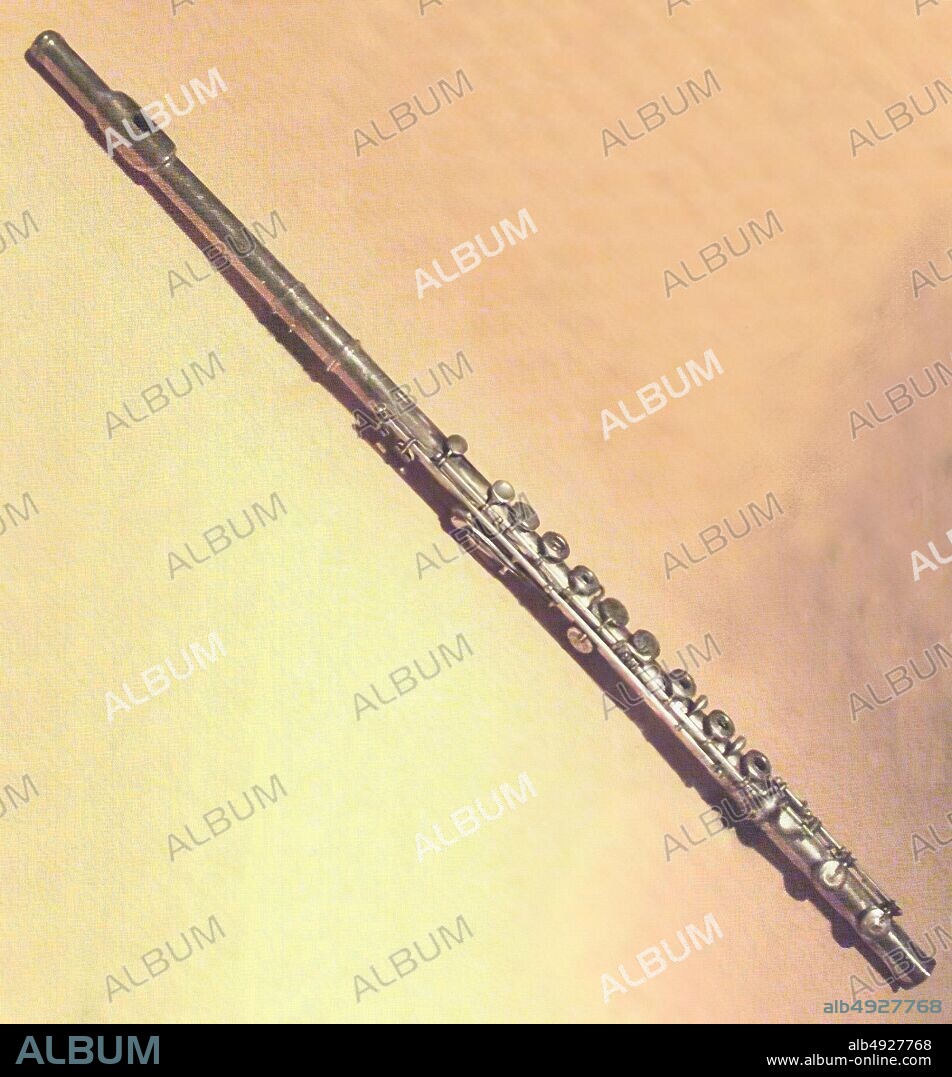 Clair Godfroy aine, Transverse Flute, French, Clair Godfroy aine, ca. 1855, Paris, France, French, Silver, L. 26-5/6 in. (68.2 cm), Aerophone-Blow Hole-side-blown flute (transverse).