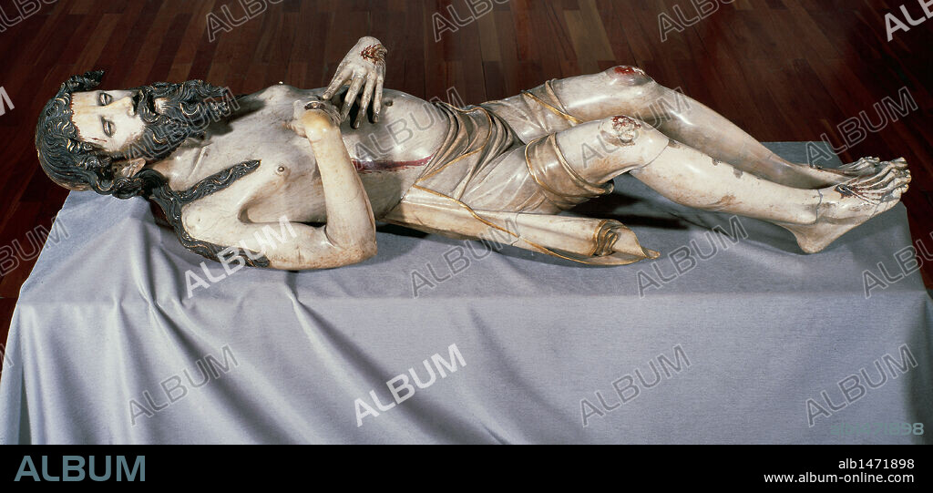 Aloi de Montbrai (14th century). Catalan sculptor of French origin. Recumbent Christ, c.1350. Basilica of Sant Feliu. Girona, Catalonia, Spain.