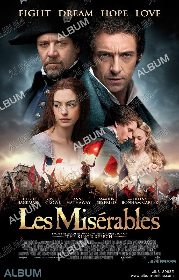 Poster de LOS MISERABLES, 2012 (LES MISERABLES), dirigida por TOM HOOPER. Copyright WORKING TITLE FILMS.
