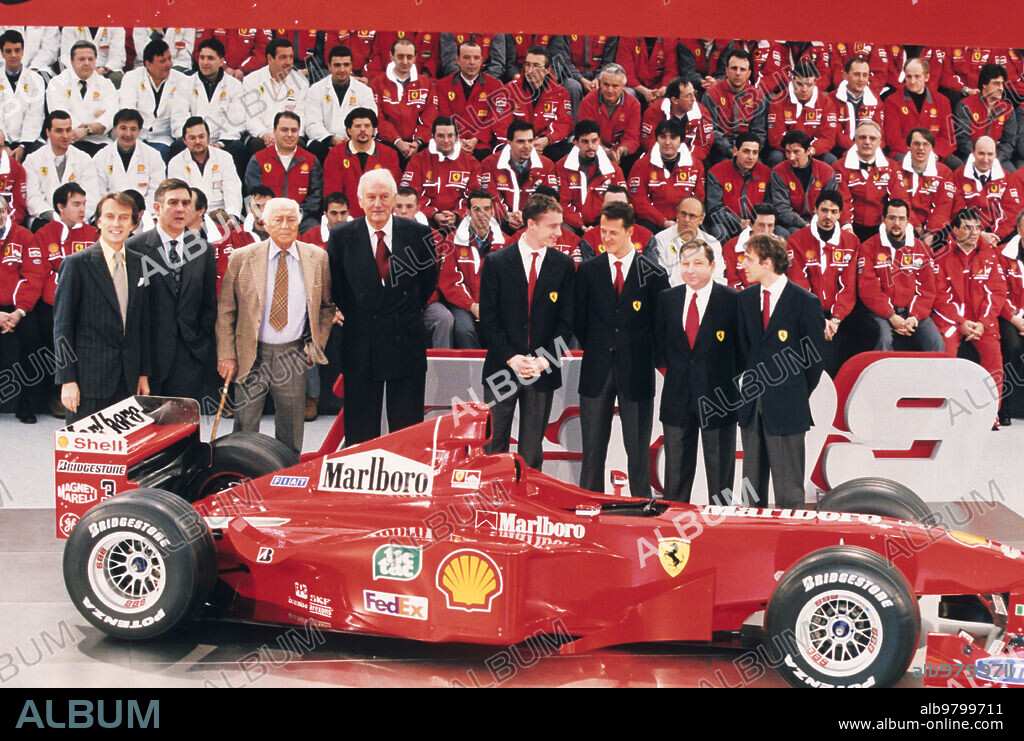 Ferrari F399 , Luca di Montezemolo, Paolo Cantarella, Giovanni Agnelli, Paolo Fresco, Eddie Irvine, Michael Schumacher, 90s.