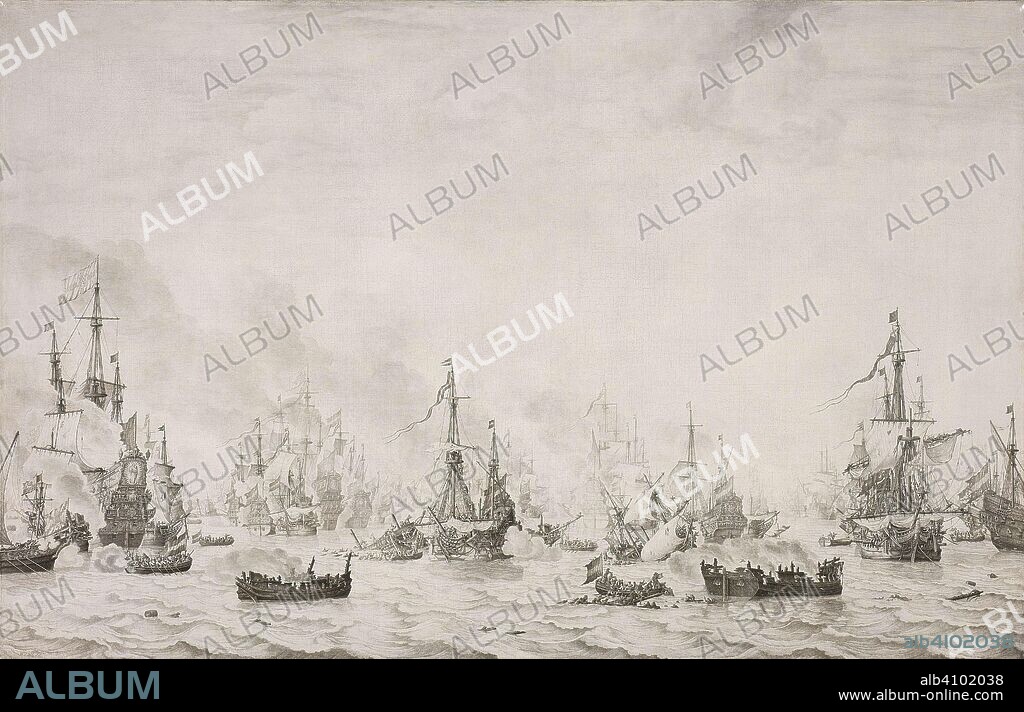 WILLEM VAN DE VELDE (I). The Battle of the Downs. The Battle of the Downs against the Spanish Armada, 21 October 1639. Dating: 1659. Measurements: h 124 cm × w 190 cm.
