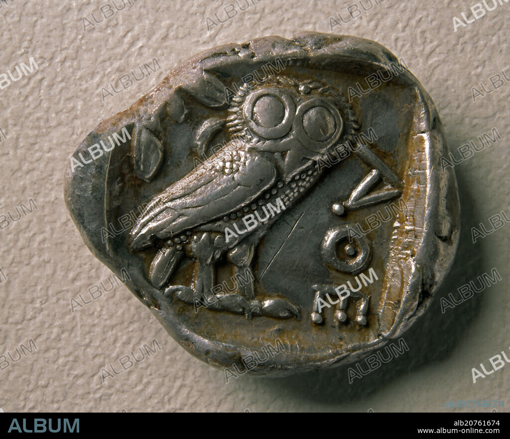 MONEDA-TETRADRACMA R(24.420)ATENAS-REVERSO-223,12 MM-LECHUZA DE ATENEA(ESCUDO DE ATENAS) - SIGLO VI AC.