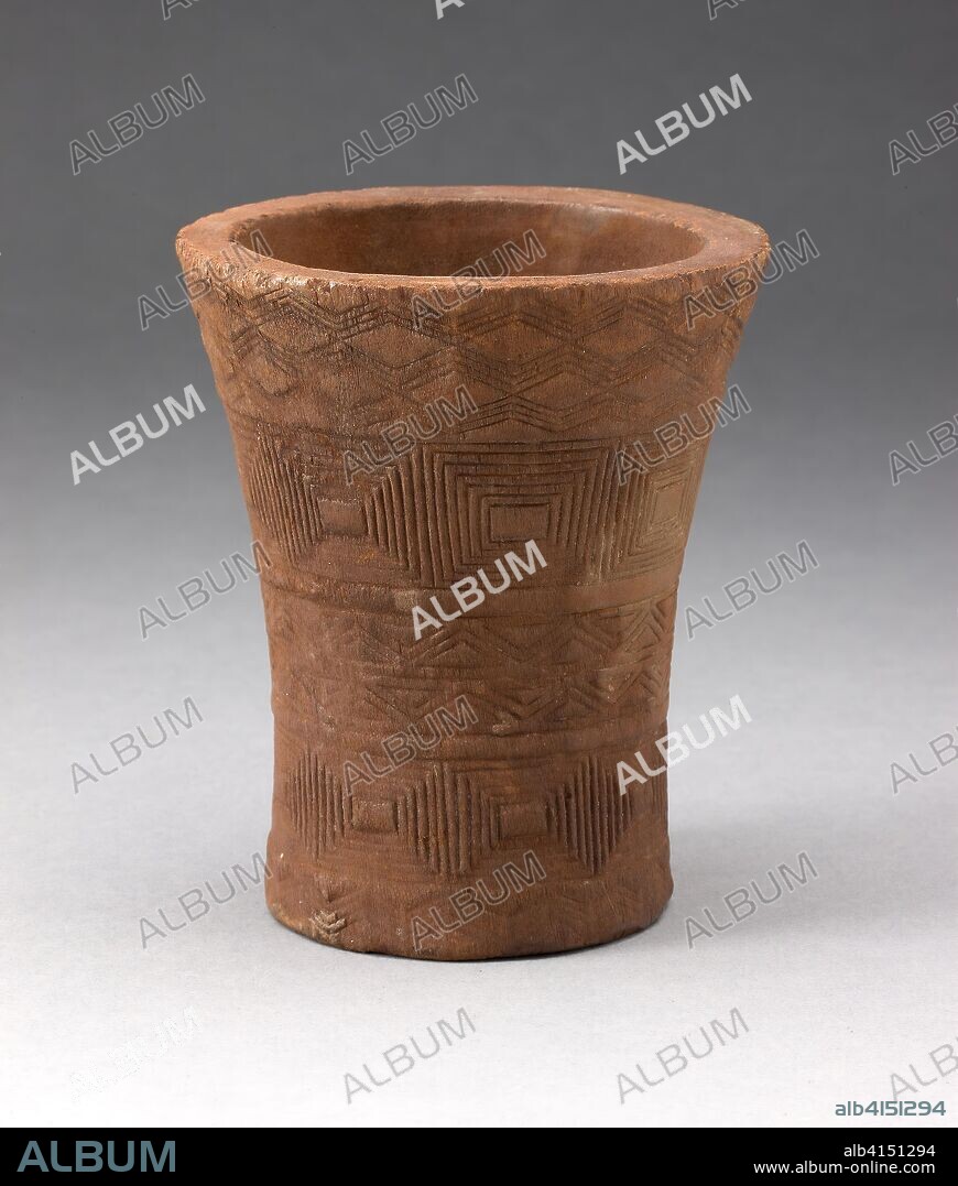 Drinking Vessel (Kero). Inca; South coast or southern highlands, Peru. Date: 1450-1532. Dimensions: 10.8 x 8.9 cm (4 1/4 x 3 1/2 in.). Wood and pigment. Origin: Peru, southern.
