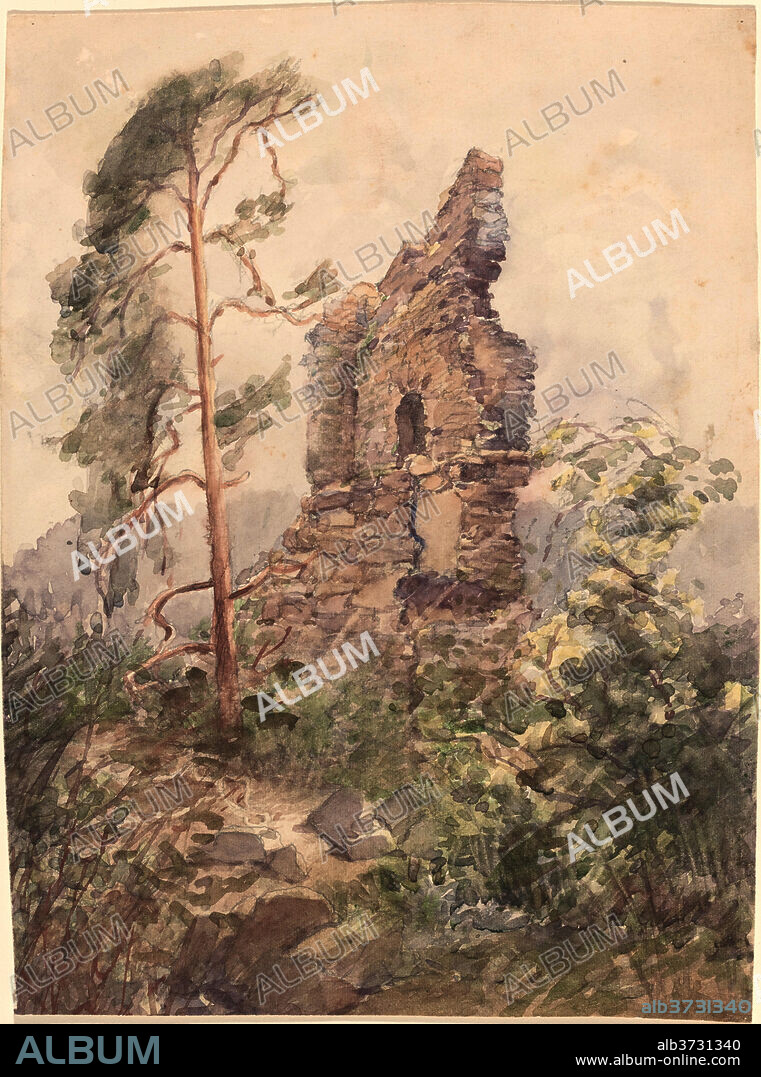 KAREL VITEZSLAV MASEK. Landscape with Ruin. Dated: 1900-1902. Dimensions: image: 26.2 x 19.8 cm (10 5/16 x 7 13/16 in.). Medium: watercolor.