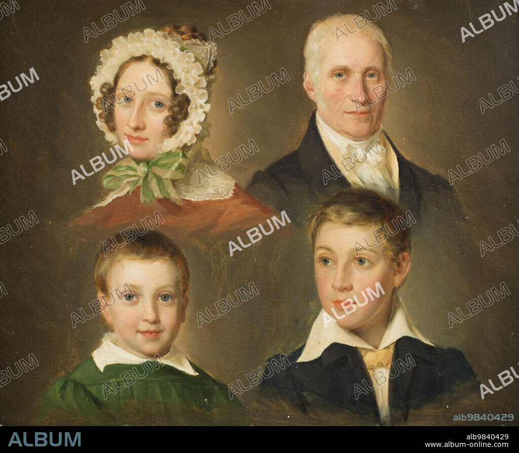 EMIL BAERENTZEN. Portraits of the artist's father, wife, son and foster son, 1830s.