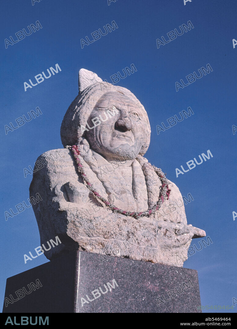1980s America -   Sitting Bull Monument, Route 1806, Mobridge, South Dakota 1987.