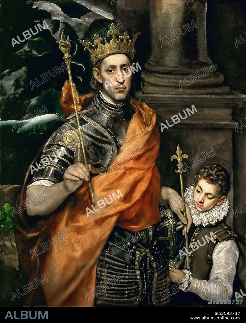 EL GRECO. Saint Louis IX of France with a Page.