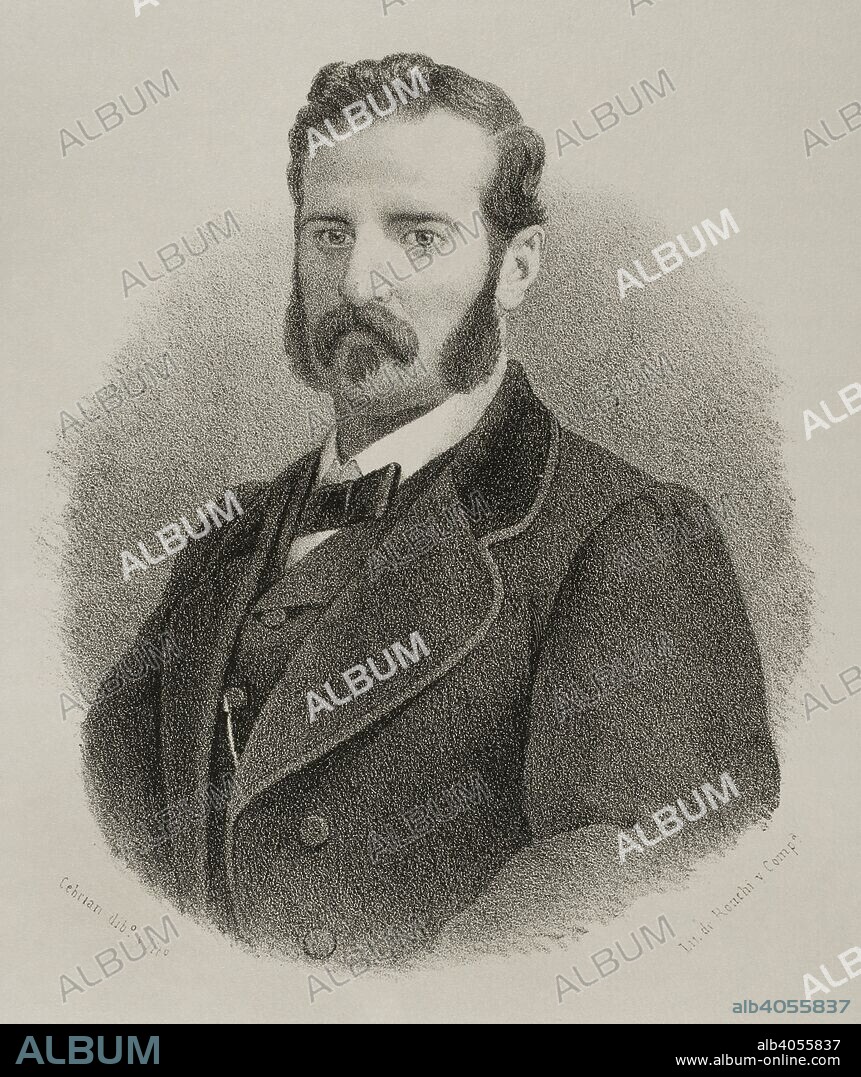 José María Rey Heredia (Córdoba, 1818-Córdoba, 1861). Filósofo y matemático. Miembro de la Real Academia de Córdoba. Dibujo por Cebrián. Retrato. Litografía. Crónica General de España, Historia Ilustrada y Descriptiva de sus Provincias. Andalucía, 1867. Biblioteca Histórico Militar de Barcelona, Cataluña, España.