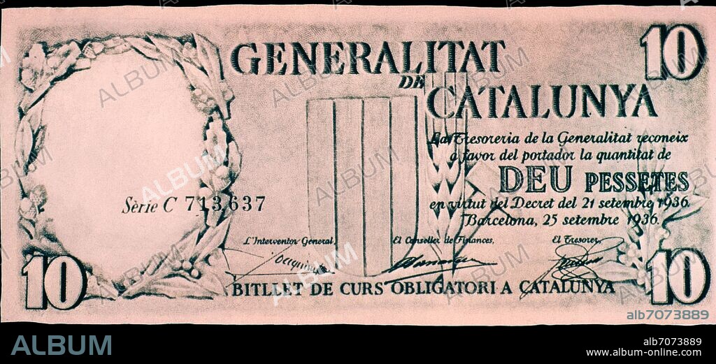 AUTOR LIBRE 01307. BILLETE DE 10 PESETAS 1936.