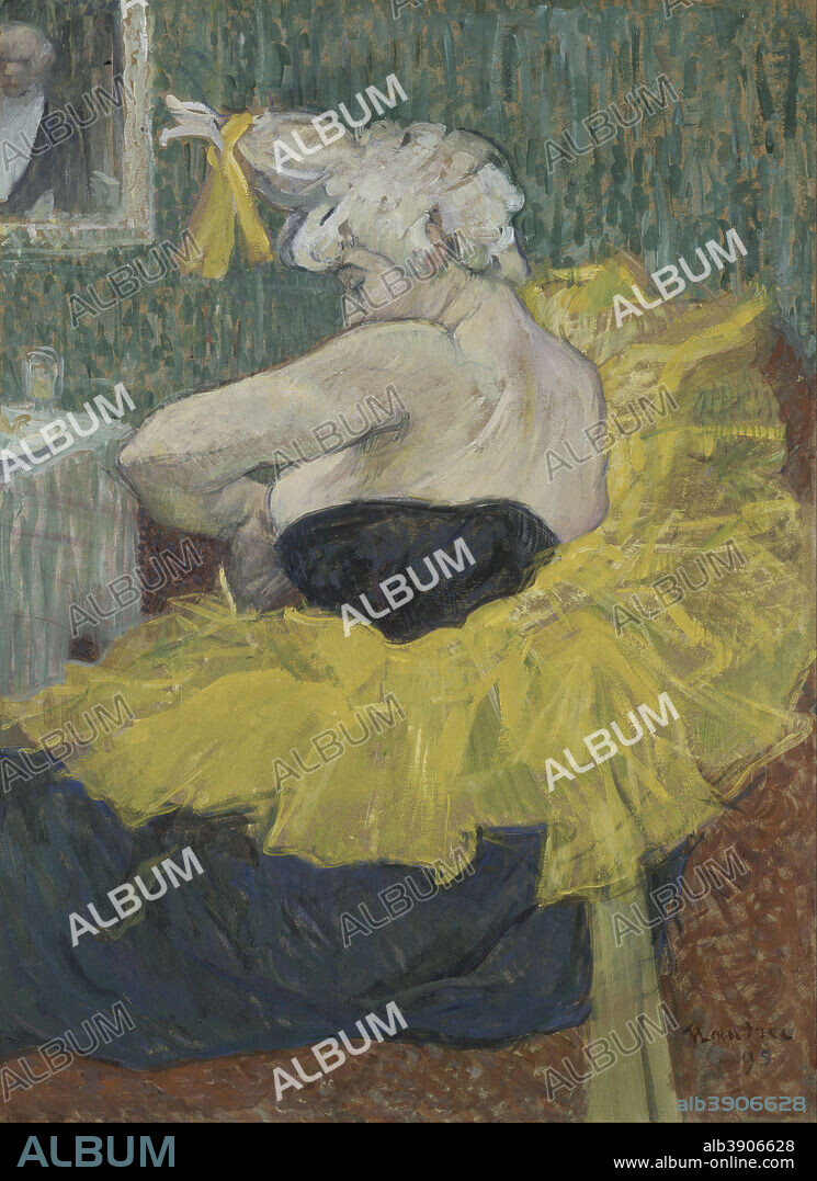 HENRI DE TOULOUSE-LAUTREC. La clownesse Cha-U-Kao The Clown Cha-U-Kao. Date/Period: 1895. Oil on card. Height: 640 mm (25.19 in); Width: 490 mm (19.29 in).