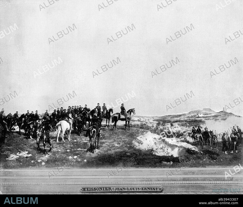 'Napoleon III at the Battle of Solferino', 1859, (1893). Painting done in 1863 of the battle fought on 24 June 1859. Illustration from Portfolio of Photographs of Famous Cities, Scenes and Paintings, (The Werner Company, Chicago, c1893).