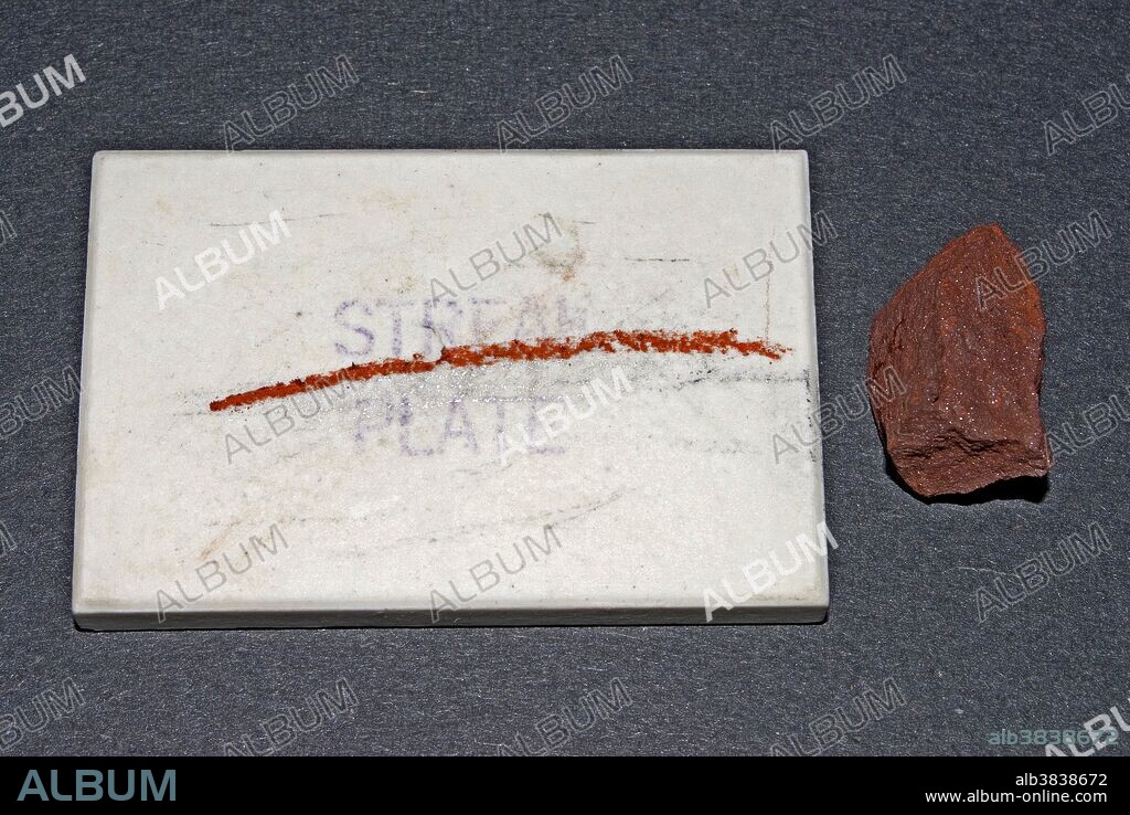Streak plate test of the mineral hematite.