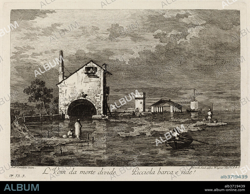 FABIO BERARDI AFTER CANALETTO. L'Vom da morte divide... Dated: c. 1760. Medium: etching on laid paper.