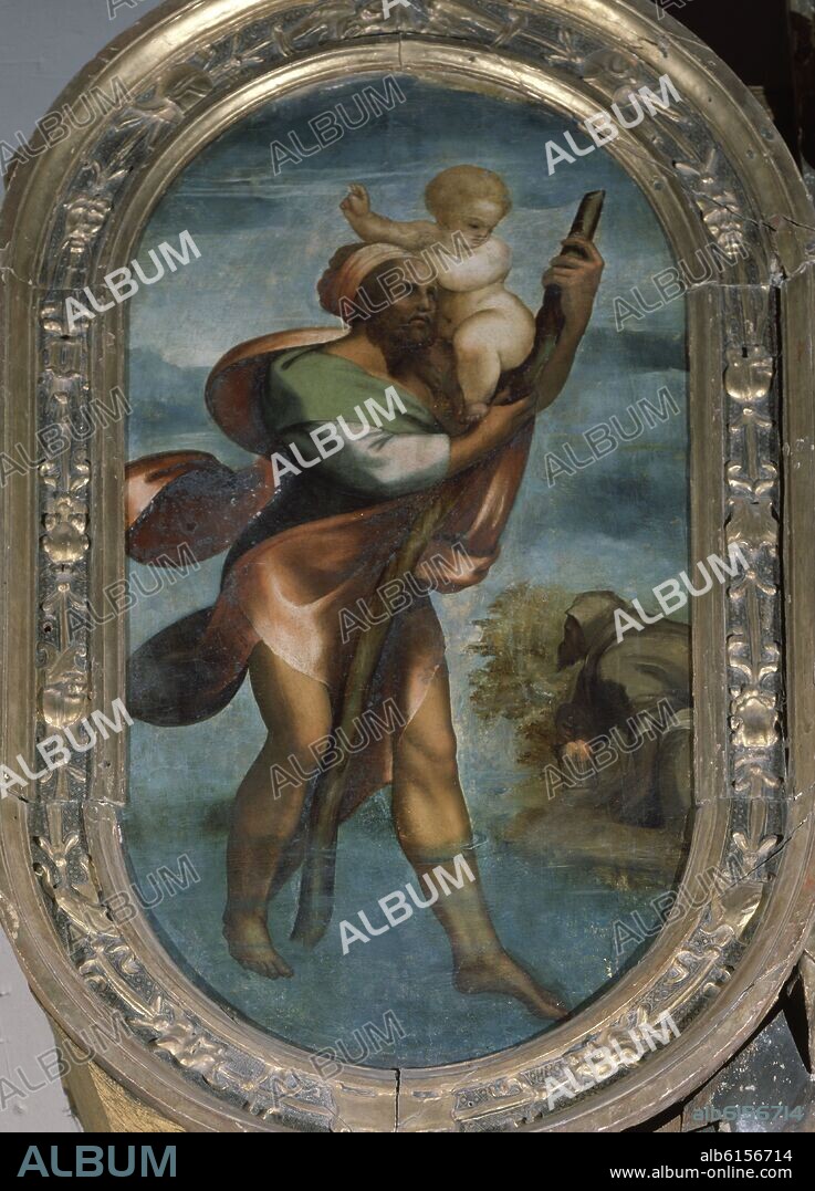 ALONSO BERRUGUETE (1488-1561). SAN CRISTOBAL - DETALLE DEL RETABLO DE LA VISITACION PROCEDENTE DEL CONVENTO DE SANTA URSULA - 1535.