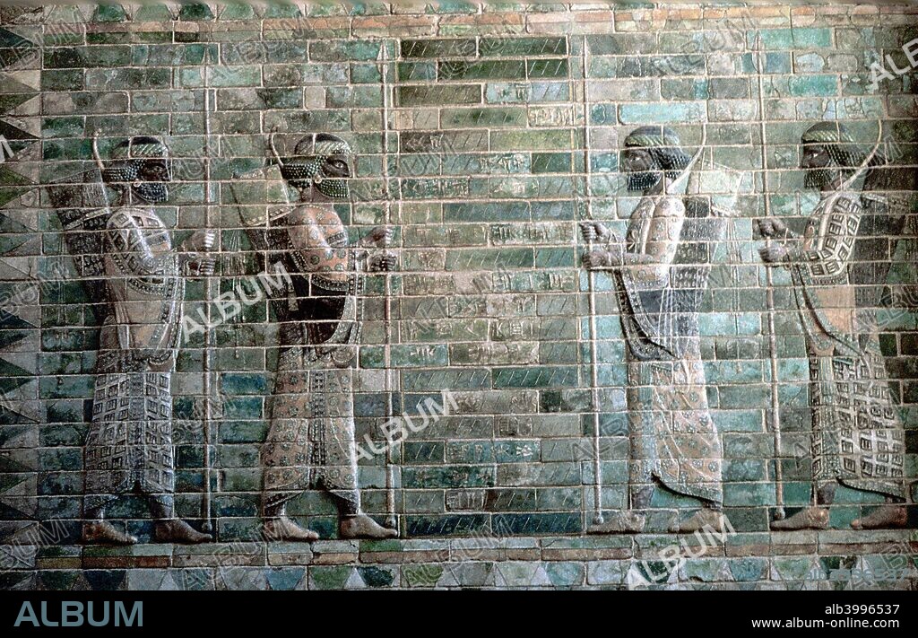 Relief showing archers of the Persian Royal Guard, Palace of Darius I, Susa, c500 BC. Now part of the collection at The Louvre.
