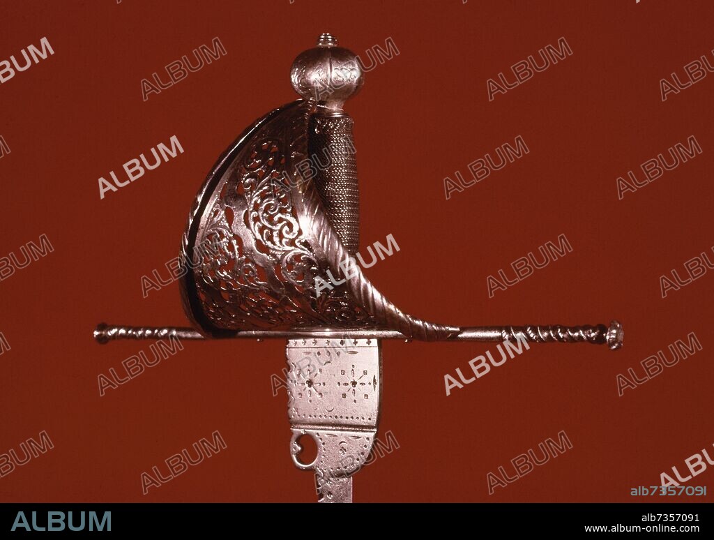 EMPUÑADURA DE UNA ESPADA ESPAÑOLA DEL SIGLO XVII.