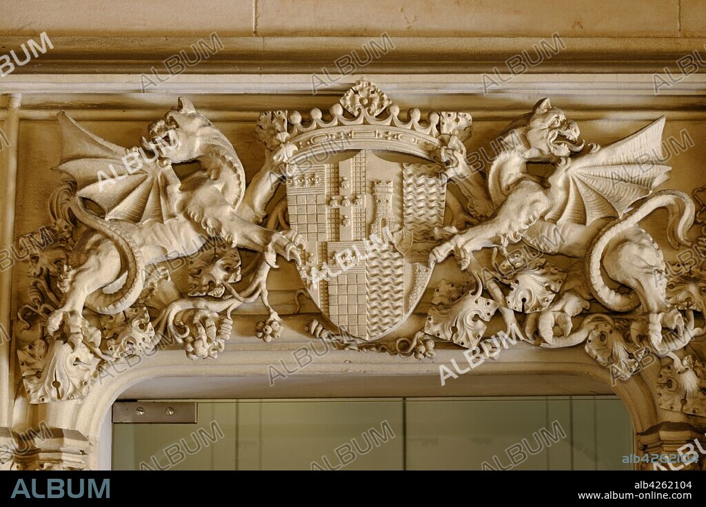 escudo heraldico , Fundación Barceló ,Casa del Marqués de Reguer-Rullán. Palma, Mallorca, balearic islands, spain, europe.
