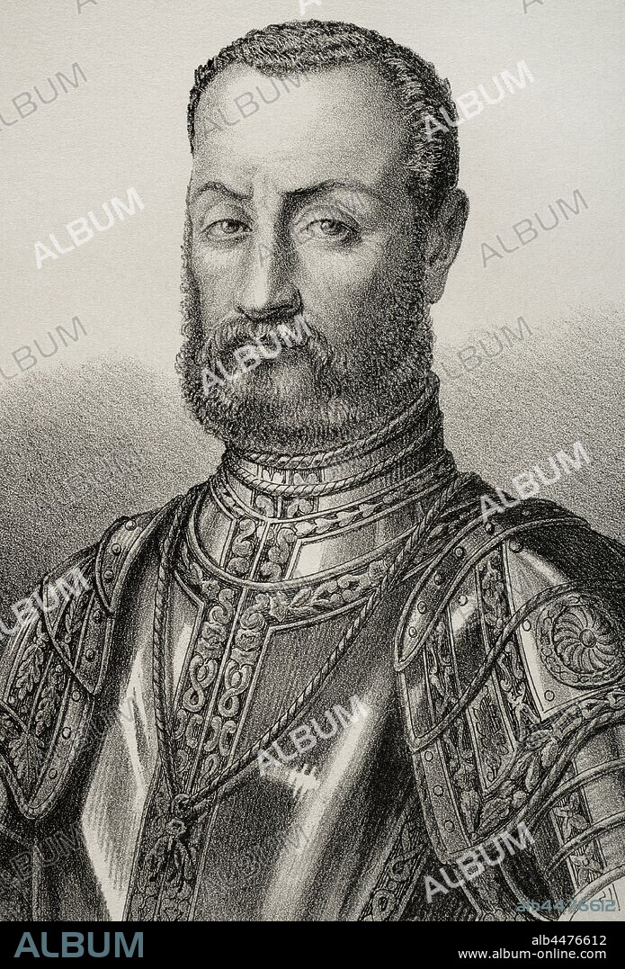 Fadrique Enríquez de Velasco (1460-1538). IV Almirante de Castila, IV señor de Medina de Rioseco y III conde de Melgar. Dibujo por Letre. Detalle. Litografía. Crónica General de España, Historia Ilustrada y Descriptiva de sus Provincias. Tomo Asturias y León, 1867. Biblioteca Histórico Militar de Barcelona, Cataluña, España.