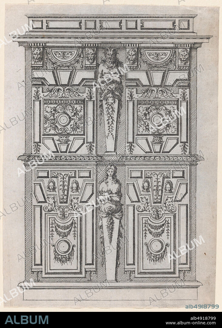 Jacques Androuet Du Cerceau, Furniture Design, Meubles, Jacques Androuet Du Cerceau (French, Paris 1510/121585 Annecy), 153085, Etching, Sheet: 7 5/8 × 5 3/8 in. (19.4 × 13.7 cm), Prints.