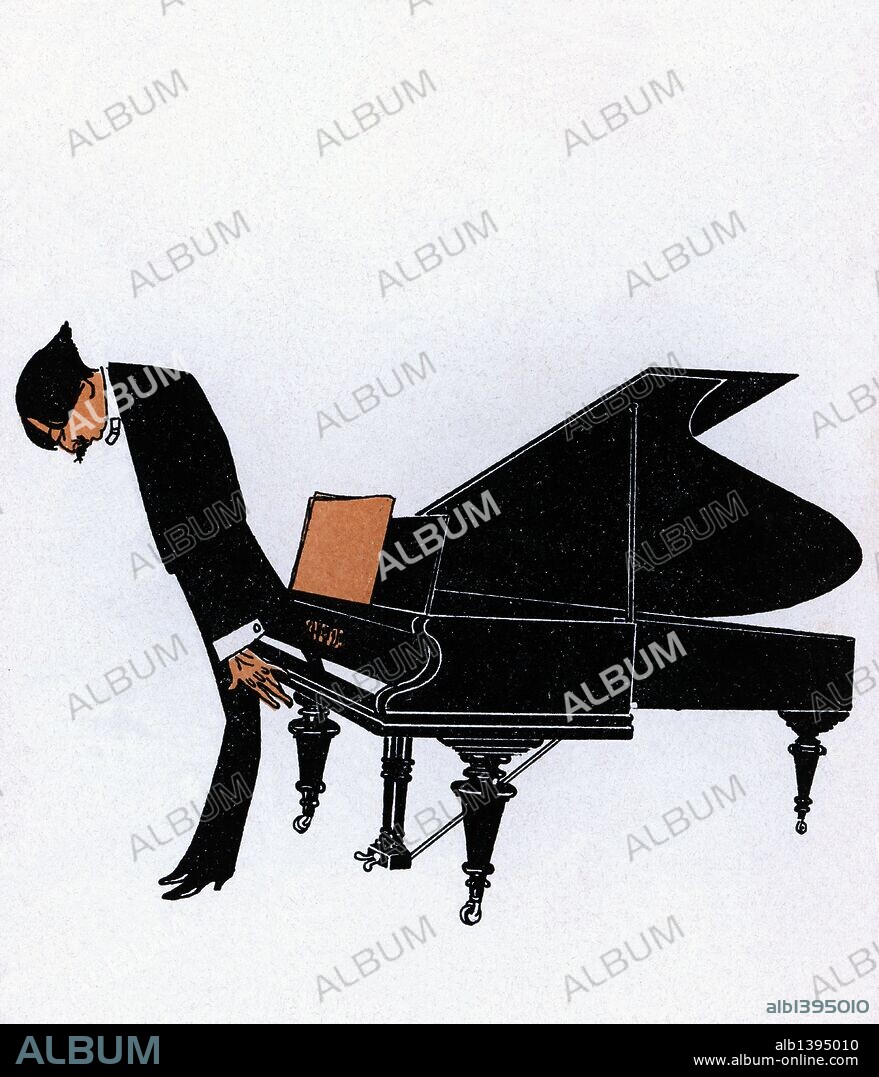 ROMÁN BONET SINTES "BON". Caricatura de Enrique Costanzo Granados y Campiña (Lérida, 1867-Canal de la Mancha, 1916), compositor y pianista español. Año 1911.