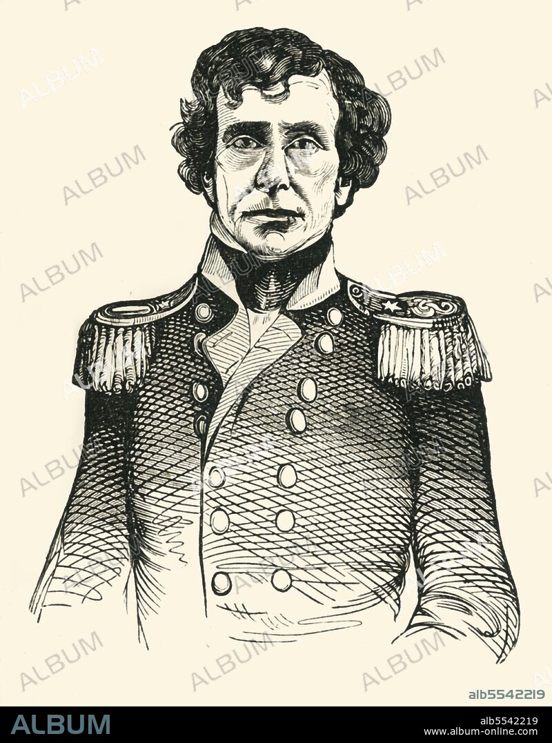 UNKNOWN. 'General Roger Jones', 1849. Roger ap Catesby Jones was the longest-serving Adjutant General of the U.S. Army in history. From "Pictorial History of Mexico and the Mexican War", by John Frost, LL.D.. [Thomas, Cowperthwait and Co., Philadelphia, 1849].